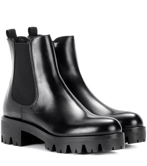 prada leather black|prada black leather boots.